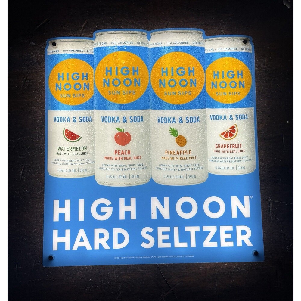 High Noon Hard Seltzer Lighted LED Sign Wall Decoration Man Cave Bar NIB 20x18